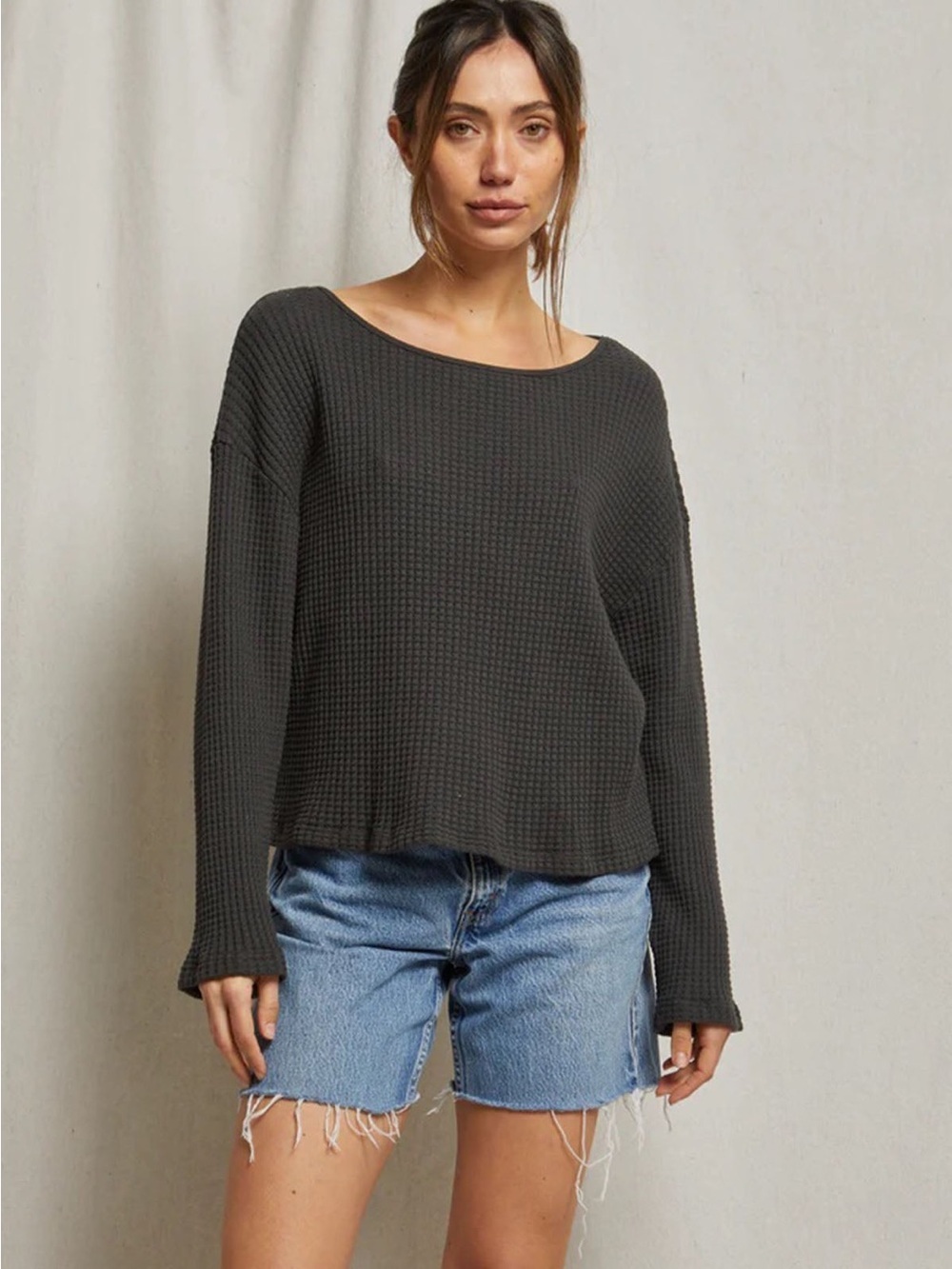 PERFECT WHITE TEE Luna Waffle Long Sleeve Size Small